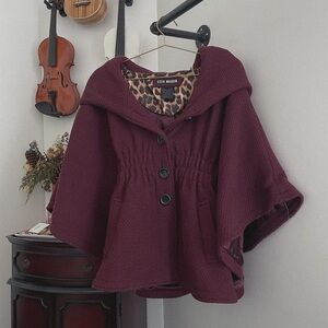 steve madden maroon hooded cape